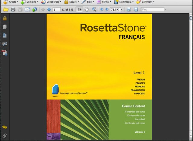 Franska textbok Rosetta Stone